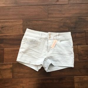 Sky Blue Hi-Rise Roll Up Shorts